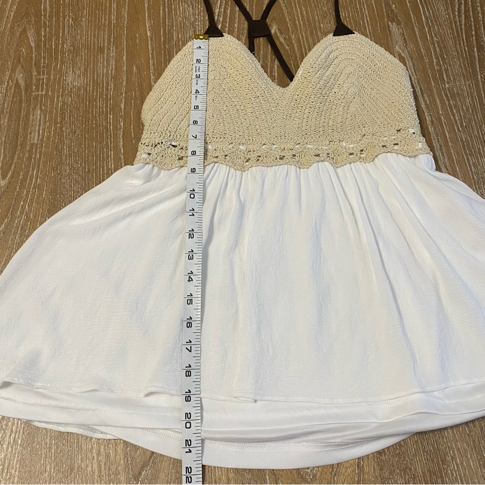 San Joy Babydoll Crochet Southwestern Equestrian Top Womens Large Flowy - Picture 5 of 9
